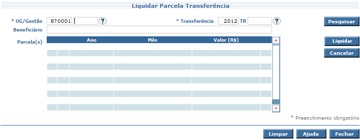 Preencher a justificativa e, após, clicar no botão. Tela 79 Tela 80 O sistema apresentará a mensagem Operação realizada com sucesso.