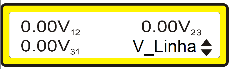 Automação MMW01-M Pág. 29/38 5.2.2. TENSÃO Pressione a tecla V será mostrada a tela com valores de tensão Fase-Fase (V_Linha).