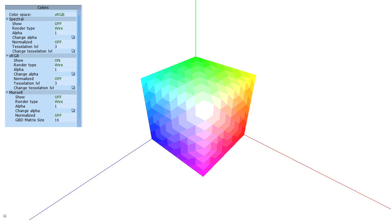 srgb: Geração da malha a partir de um cubo no espaço srgb.