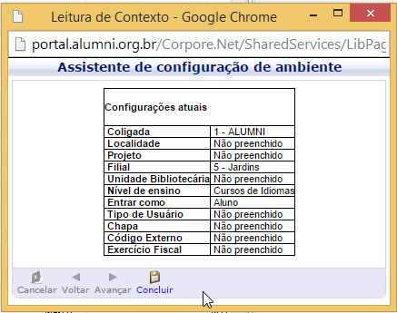 Na tela a seguir (figura abaixo), clique no botão avançar.