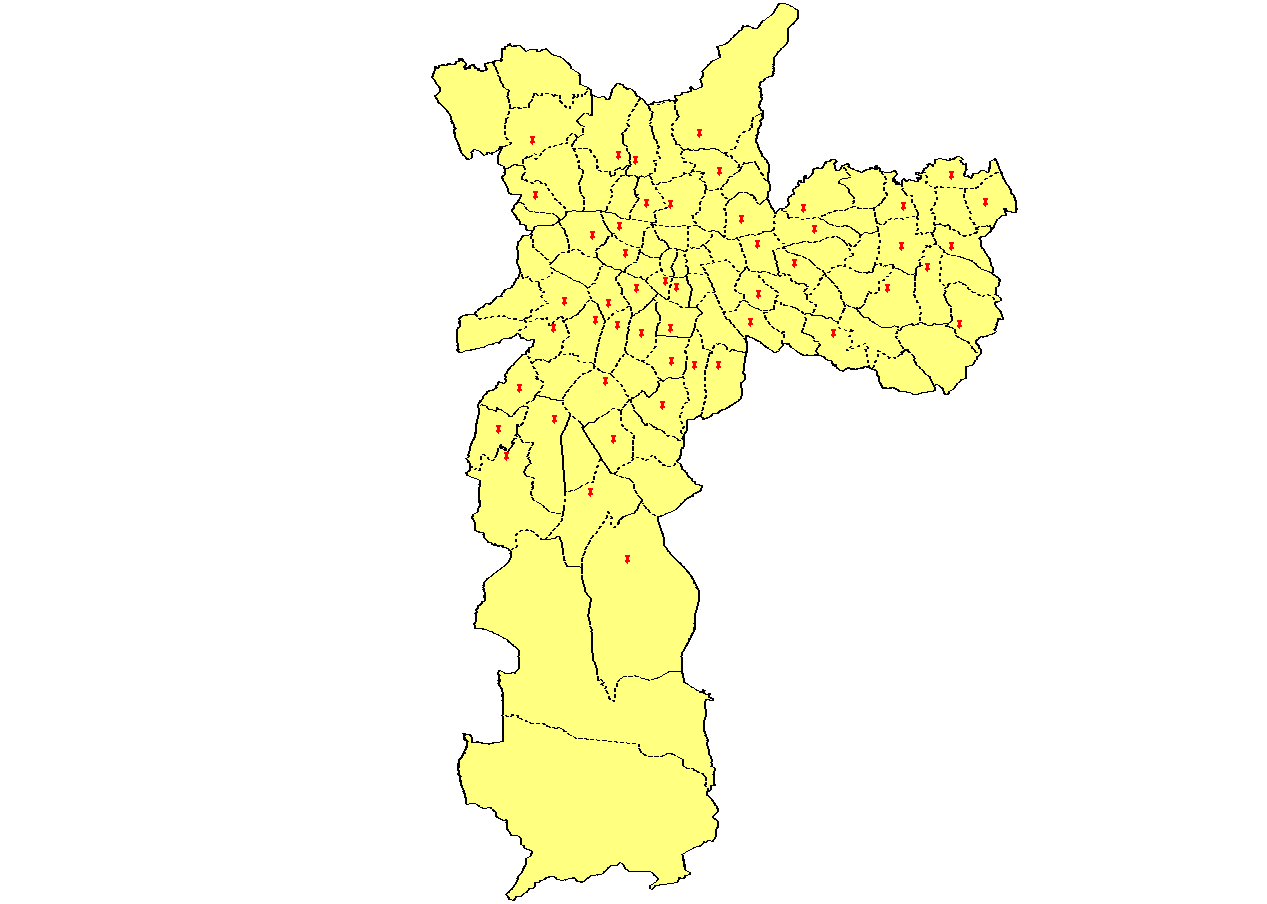 Metodologia Distribuição dos pontos na cidade de São Paulo, de acordo com Distritos 8