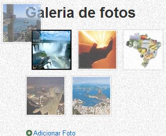 Como adicionar fotos Para adicionar uma nova foto clique no botão adicionar foto ( ), e adicione os dados na caixa de cadastro tais como, título da foto, descrição e selecione a foto que deseja
