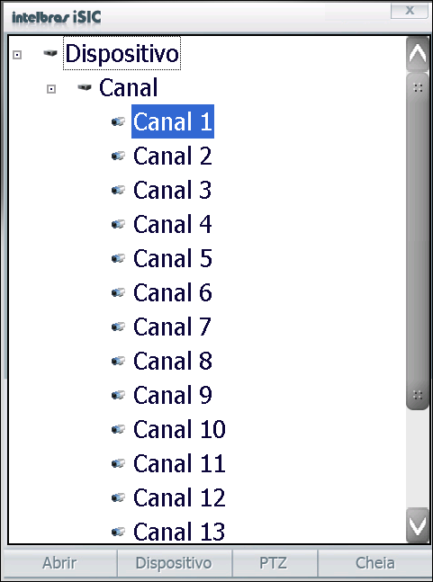 Interface Principal Clique na função Dispositivo para visualizar os canais conforme figura a seguir: Canais Após