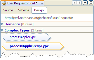 Para adicionar elementos locais ao tipo processapplictype: 1. Na seção XML Components da Paleta, selecione o ícone Element e arraste sua seleção sobre o nodo processapplictype da área de design.