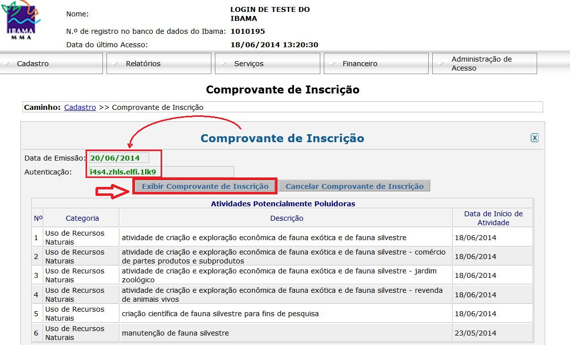 3º Passo: emitindo NOVO Comprovante de Inscrição f) Para emitir o Novo Comprovante de Inscrição, siga o caminho Dados Cadastrais >>