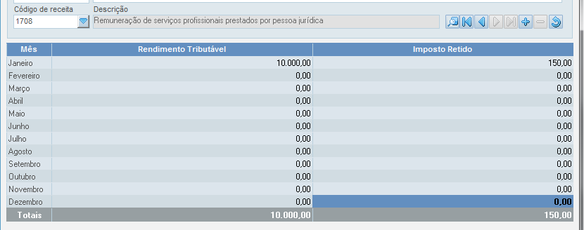 DCTF Mensal da Tomadora de