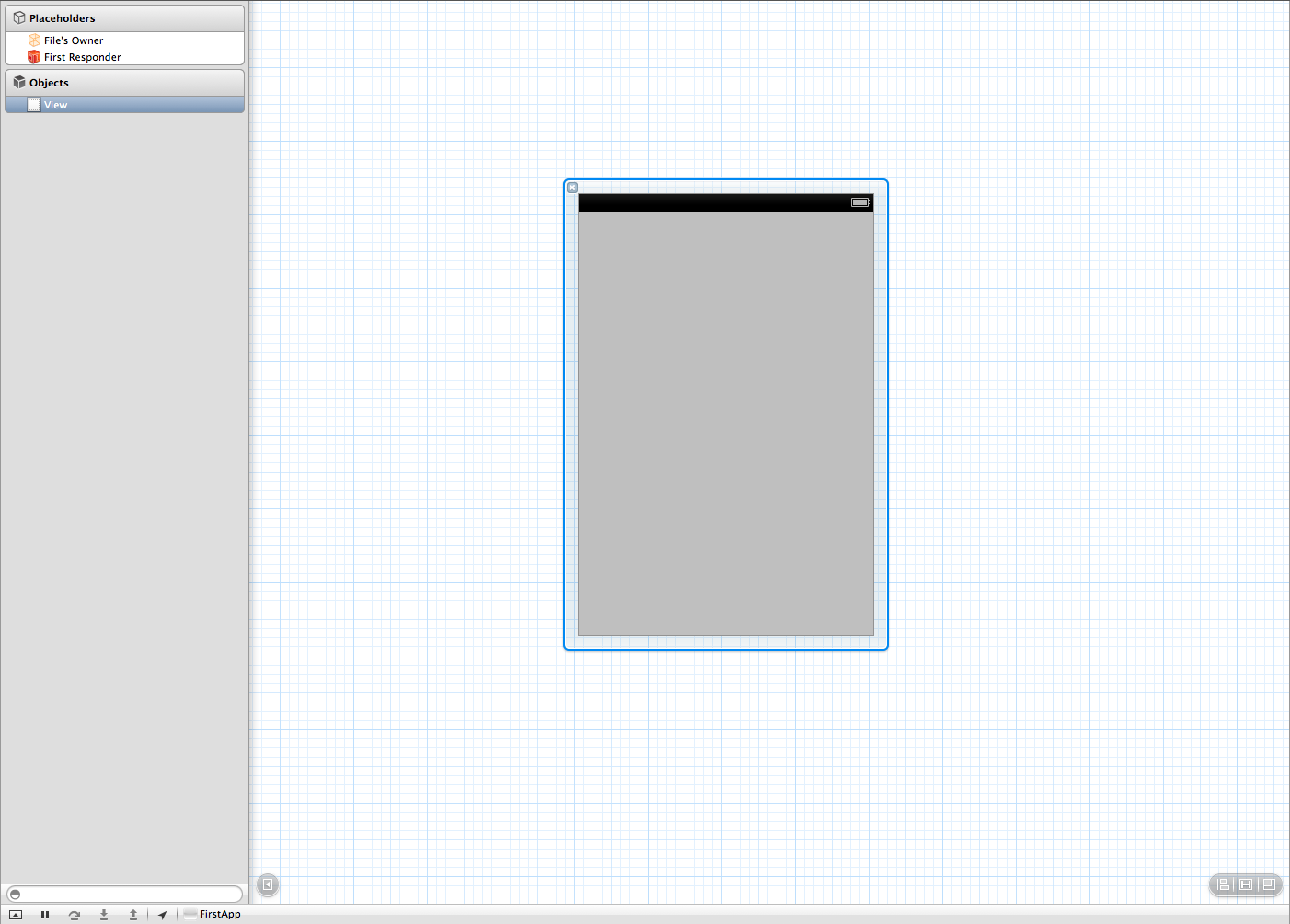 3.4.1 Primeira tela No lado esquerdo está o navegador dos arquivos do projeto. Selecione o arquivo.xib da classe para abrir o Interface Builder. Figura 3.