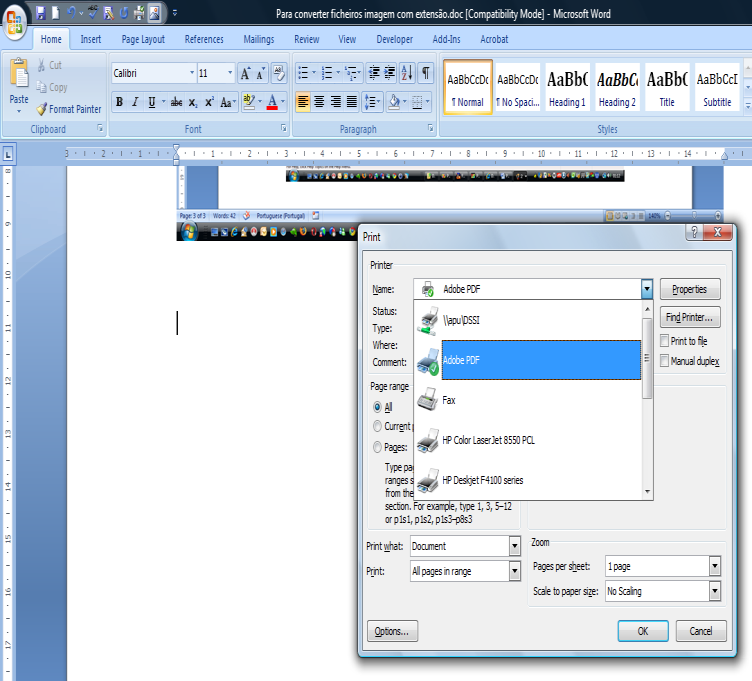 Concurso Anual d Educadors d Infância d Profssors dos Ensinos Básico Scundário Figura 7 Colar spcial Figura 8 Guardar como Adob PDF S prtnd convrtr um fichiro do Word, xtnsão.