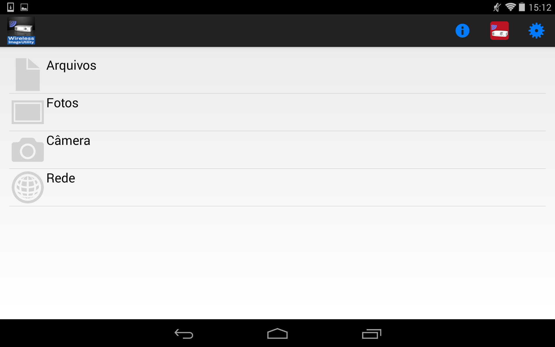 4. Conectando o projetor e o dispositivo Android à rede 4-1. Conectando o projetor à rede [1] Exiba o menu na tela do projetor e faça as definições em INFORMAÇÃO DE REDE.