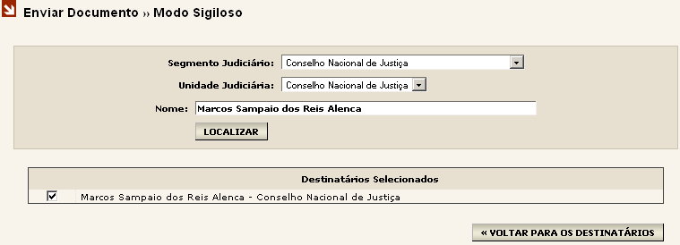 O sistema retornará para página anterior.