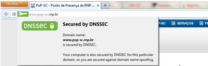 DNSSEC Add-on para Firefox DNSSEC Validator PoP-SC/RNP &