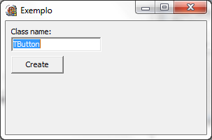 Construção de GUI no Delphi object Form1: TForm1 Left = 0 Top = 0 Caption = 'Exemplo' ClientHeight = 208 ClientWidth = 318 Color = clbtnface Font.Charset = DEFAULT_CHARSET Font.
