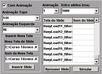 Figura 45 Exemplo de Inserção de Slide São efetuadas cópias dos arquivos para pasta de imagens e sons na estrutura de diretórios do curso em edição, sendo listados os nomes dos arquivos gravados. 4.5.14.