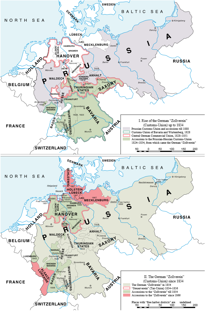 Redação Mapa de 1926: Deutscher Zollverein e a Unificação de 1871 Fonte:
