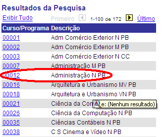 Após preenchimento dos dados gerais, selecione o curso desejado, clicando na lupa.