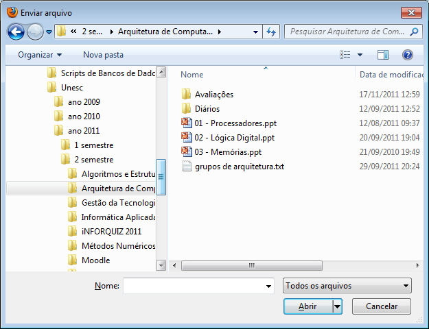 4.1 Enviar novos arquivos para o Portal Para enviar algum arquivo que esteja em seu computador para o Portal basta clicar no botão Enviar um arquivo.