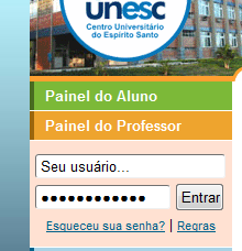 Localize no canto esquerdo do site o link Painel do Professor.