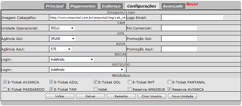 Cadastro Unidade Funcional (parte 4) Aba CONFIGURAÇÕES: Campos para personalizar a imagem do cabeçalho e do comprovante de emissão Credenciais de fornecedores liberadas