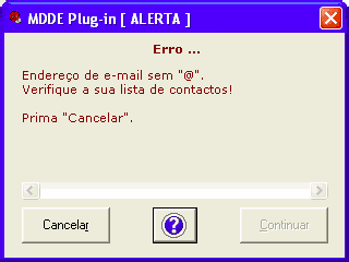 Manual de Utilizador MDDE Plug-in (Windows) 20 of 22 A solução é alterar na lista de contactos, o nome do destinatário, removendo as vírgulas separadoras.