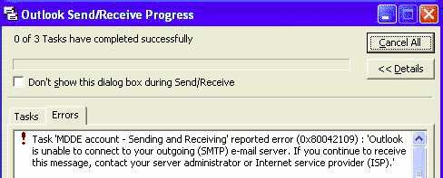 O meu software de correio eletrónico apresenta um erro de falha de ligação ao servidor de