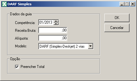 5.1.3. DARF Simples Nesta opção, você irá emitir o DARF Simples do período em que foi realizado o cálculo. Para isso, proceda da seguinte maneira: 1.