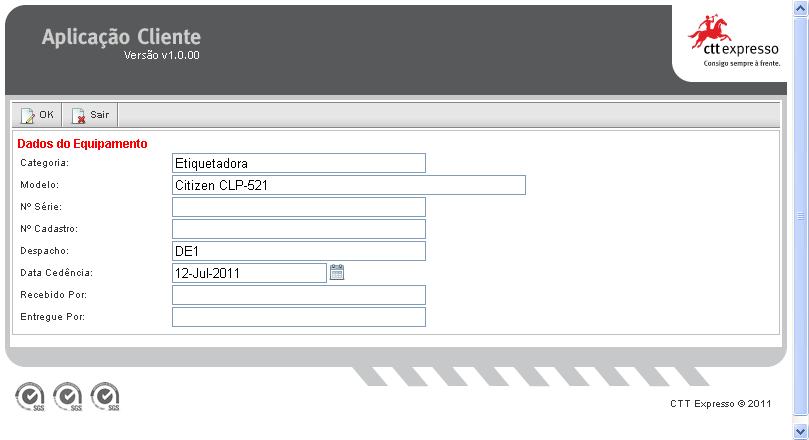4.4 Equipamentos Ecrã Cliente/Contrato sub menu Equipamentos: Figura 22 Registar É necessário registar os equipamentos cedidos pela CTT