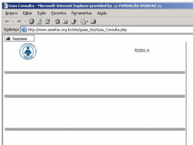 O prestador não consegue visualizar corretamente a Guia no site da Assefaz. Na tela do computador aparece a figura abaixo sem os campos hachurados.