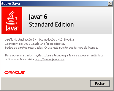 b) Na janela Painel de Controle Java, aba Geral, clique no botão Sobre.