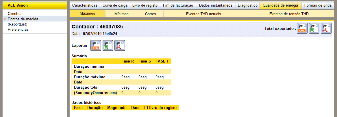 4.6. Diagnóstico Neste menu, podem ser visualizados os alarmes dados pelo contador de energia. 4.7.