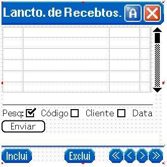 LANÇAMENTO DE RE C EBI MENTOS Local onde irá listar os recebimentos feitos. Botões para movimentas a barra de rolagem.