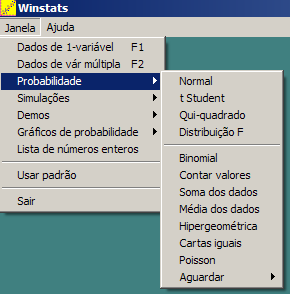 Experimentação do WinStats Nesta secção colocarei algumas tarefas realizadas com o software Winstats que servirão de base para a análise dos indicadores da grelha de avaliação que se encontrará