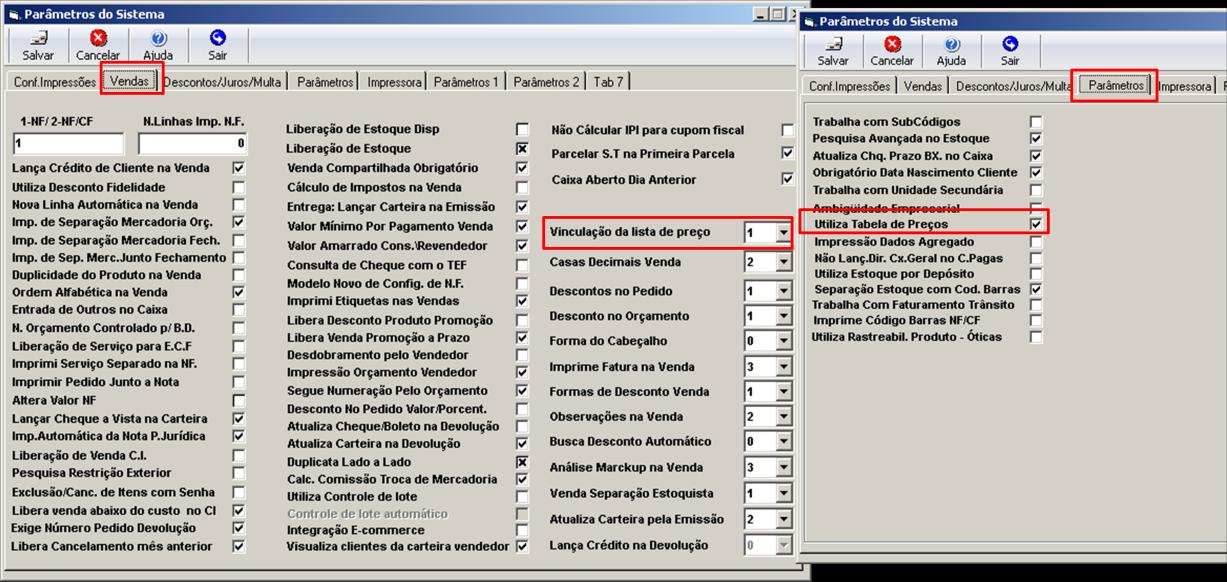 11.1- Acessar menu - Suporte Utilitários Parâmetros do Sistema.