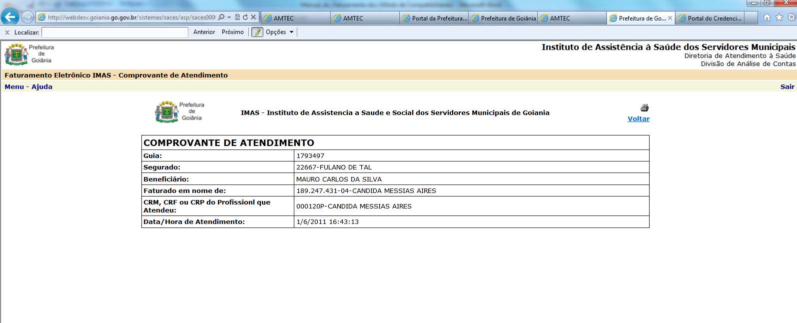 dos dados. Para confirmar o atendimento, clicar na opção Confirmar Atendimento.