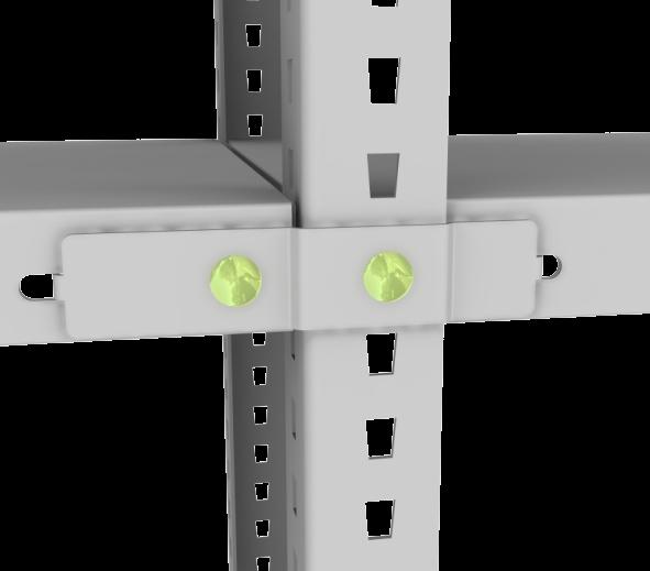 Em estantes com mais de 5 tramos, ou com cargas e alturas elevadas, deve-se intercalar alguns dos travamentos com pilares duplos com triangulares.