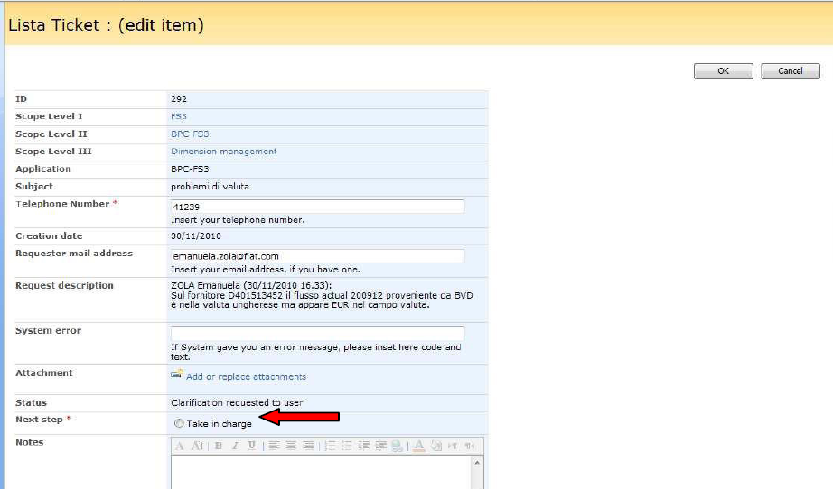 FIAT 3/04/20 3) No e-mail de origem do Activity Tracking, existe um link direto ao SOS FGPS (destacado e sublinhado em vermelho no exemplo) que permite entrar no detalhe do ticket para acompanhar o