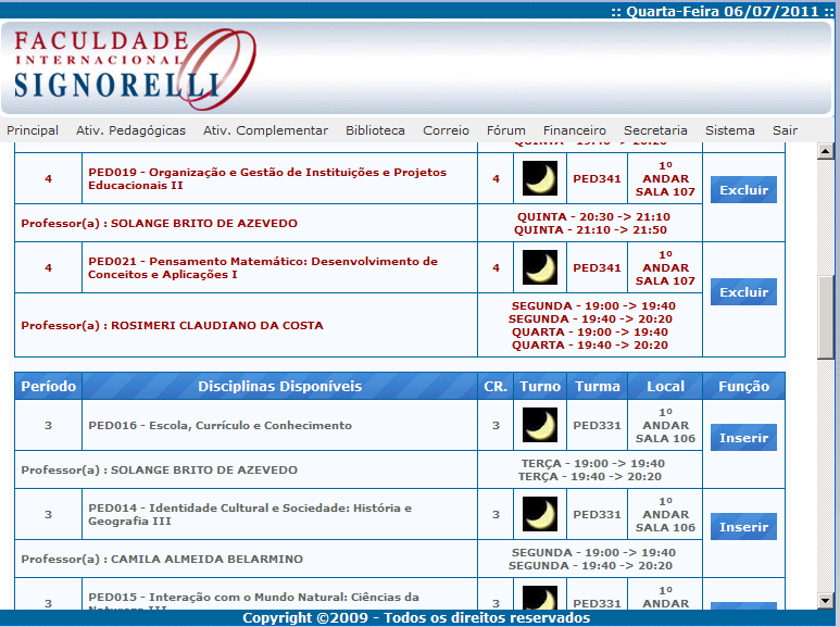 Matriz curricular completa (2014.