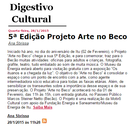 Assunto: 5ª edição Arte no Beco Publicado