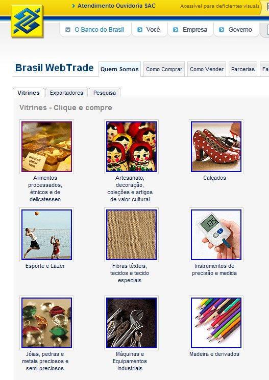 Brasil WebTrade Ambiente eletrônico de comércio exterior, desenvolvido pelo BB, onde a empresa oferece e gerencia a venda de seus produtos aos