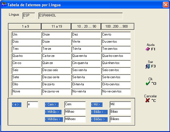 2.1.4- TABELA DE LÍNGUAS CÓDIGO Campo com 4 caracteres para codificação da Língua do País. DESIGNAÇÃO Campo de preenchimento obrigatório com 30 caracteres para identificação do nome da Língua do País.