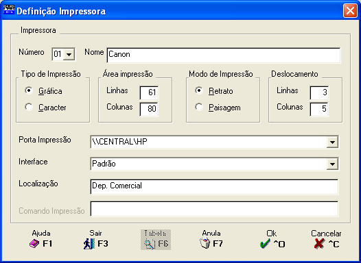 CONFIGURAÇÃO CONFIGURAÇÃO IMPRESSORAS Definição das Impressoras utilizadas assim como os respectivos Interfaces. DOCUMENTOS Definição do desenho de Etiquetas e Cartas a Entidades.