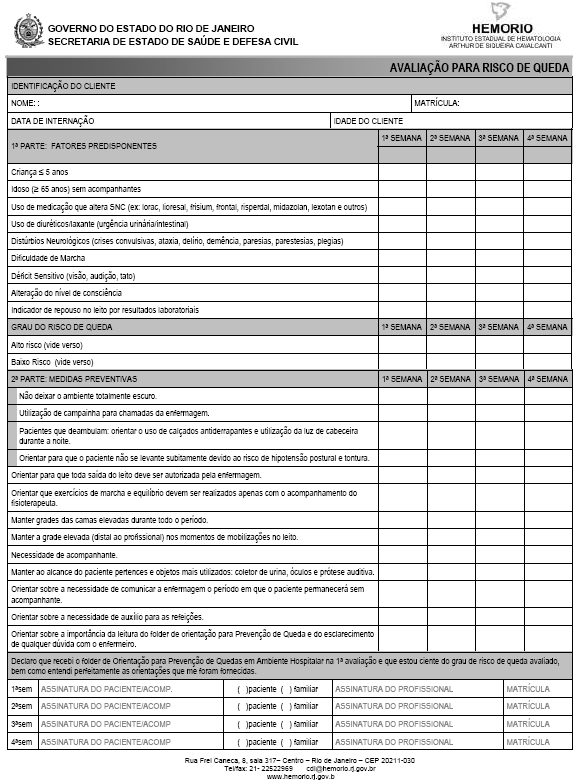 7 ANEXOS A Impresso Avaliação Para Risco de Queda Impresso: