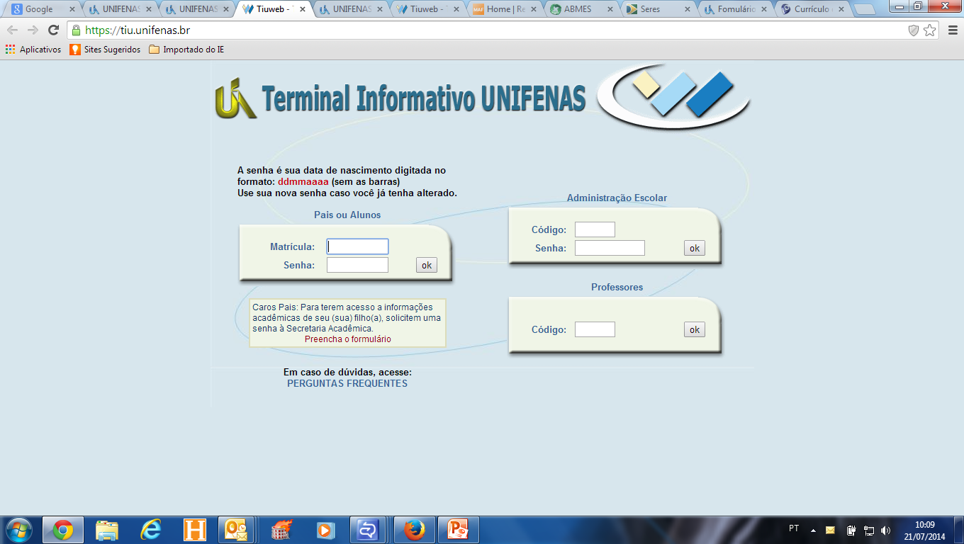 5º passo: haverá um direcionamento à página do TIUweb para seu acesso por