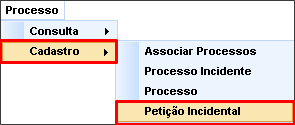 Após a indicação da classe incidental, informe o número do processo originário. O sistema pesquisa e mostra o(s) número(s) do(s) processo(s) originário(s). Obs.