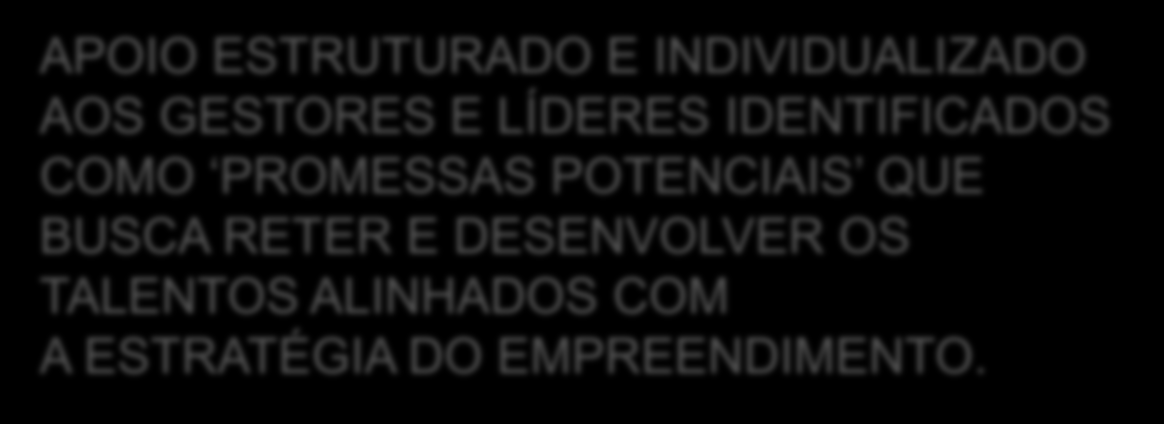 APOIO ESTRUTURADO E INDIVIDUALIZADO AOS GESTORES E LÍDERES IDENTIFICADOS COMO PROMESSAS POTENCIAIS QUE BUSCA