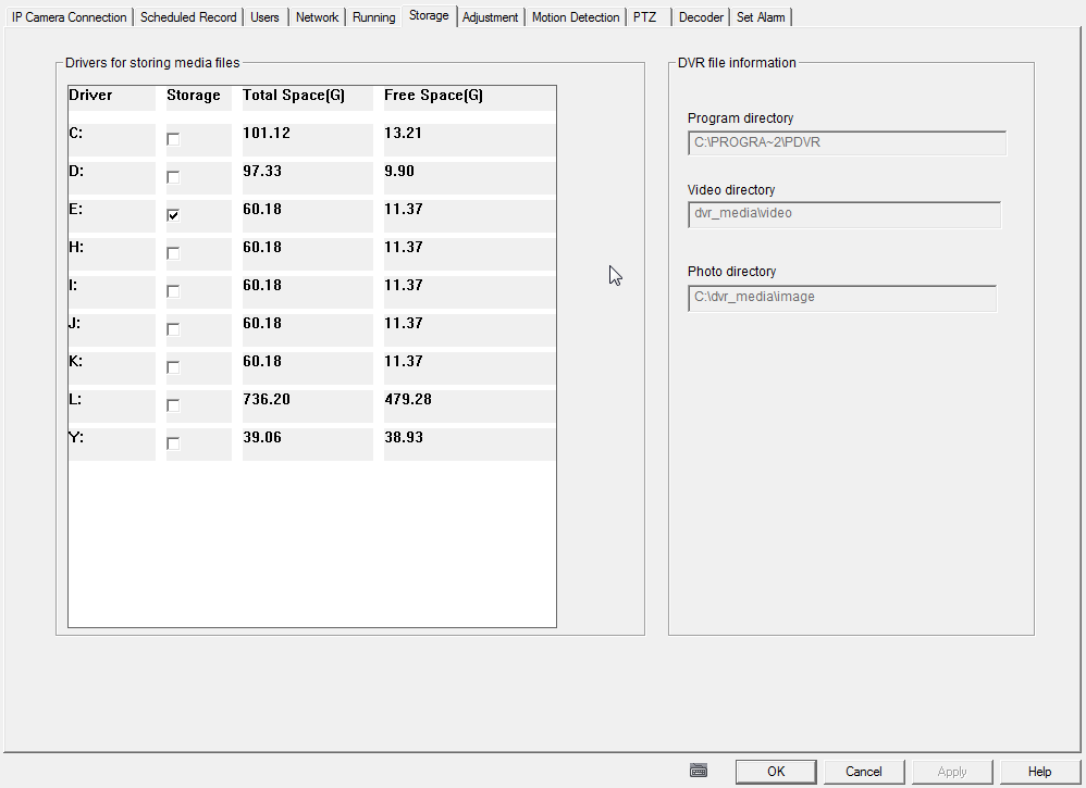 Driveres for storing media files: Local aonde será