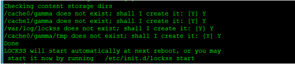 Passo 23: Após a confirmação da configuração, você será solicitado para confirmar a criação de seu diretório de armazenamento de conteúdo (s), / var / log / LOCKSS, e / cache0/gamma/tmp coloque Y