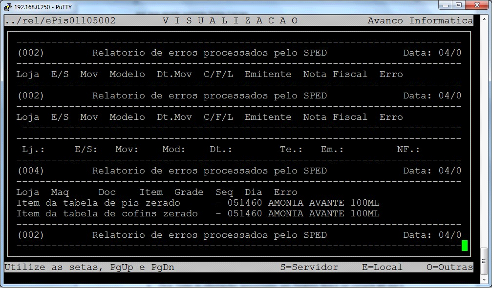 28 7. Relatório após Geração de Arquivos (epis) Ao Finalizar o Processo de Geração do SPED o sistema trará, conforme destacado em vermelho na imagem anterior, a informação para verificar o arquivo