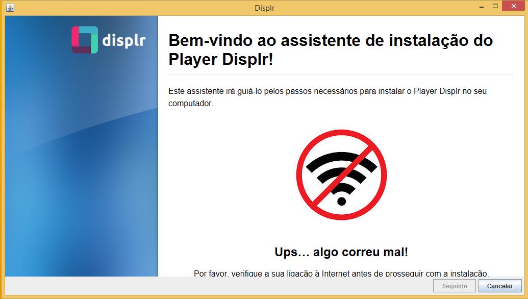 Internet durante a instalação. O assistente de instalação nunca o deixará avançar sem ligação à Internet.