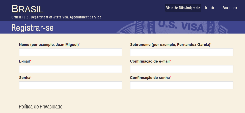 01.B Após marcar a opção, clique em continuar para dar início na entradas das informações para o registro. Em seguida clique em CONTINUAR Insira suas informações Pessoais: 1.