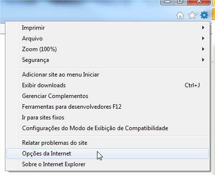 Navegador Internet Explorer: Localize o ícone de engrenagem à